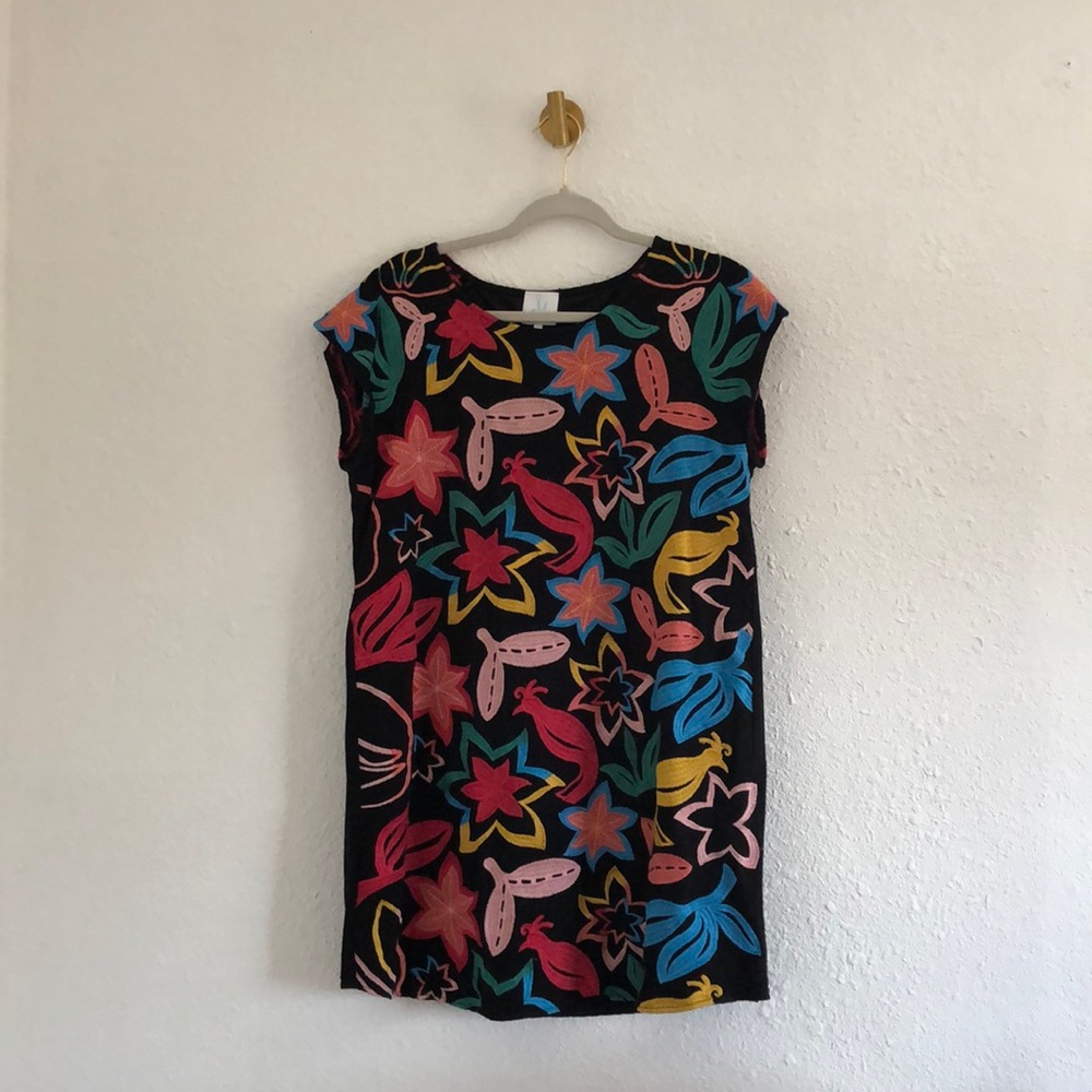 Embroidered Bright Print Dress